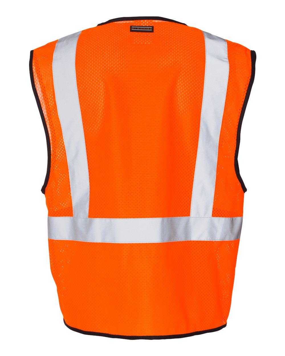 1519-1520 Kishigo Single Pocket Zipper Mesh Class 2 Vest - Back Image