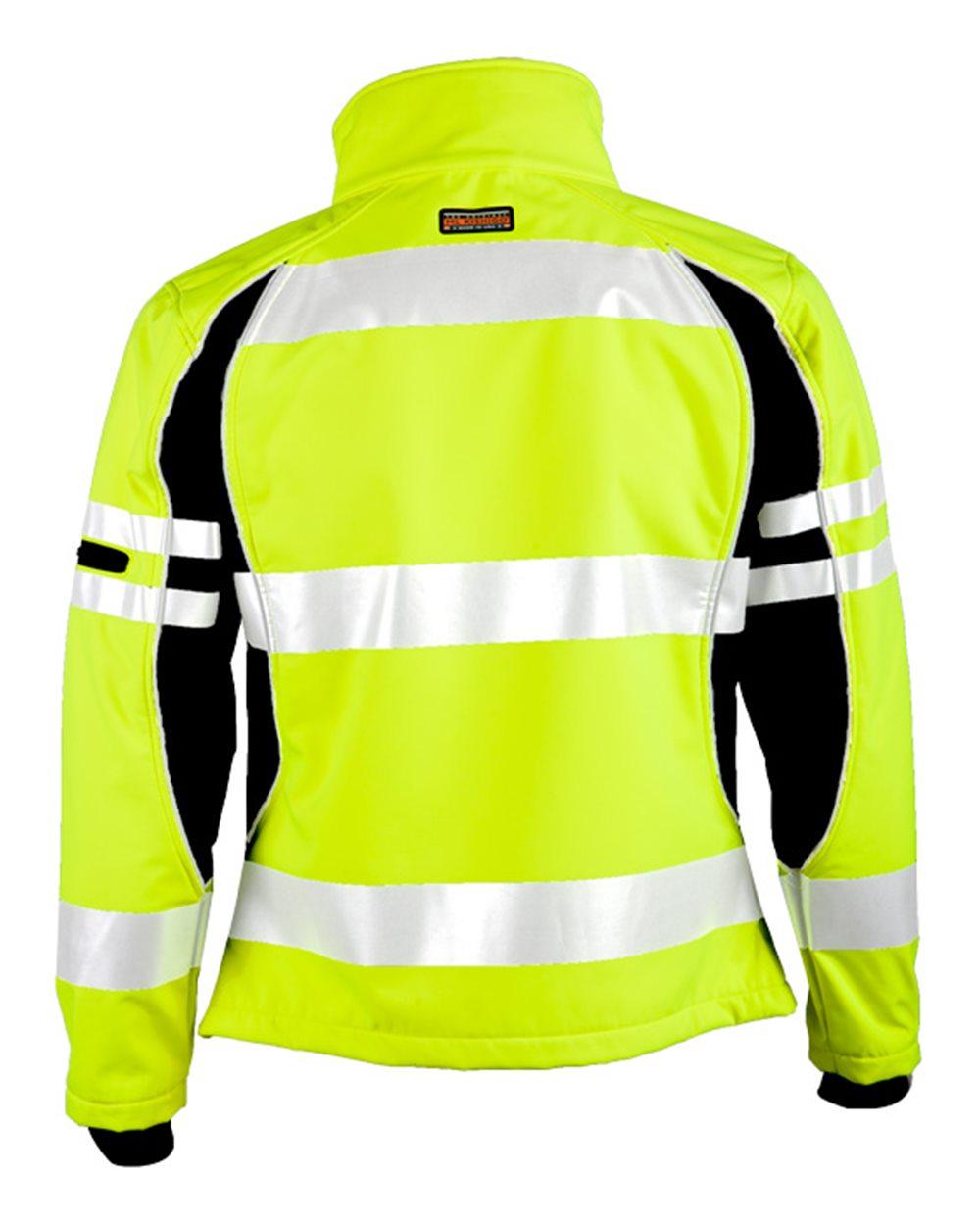 JS144 Kishigo Premium Black Series Womens Soft Shell Jacket - Back Image