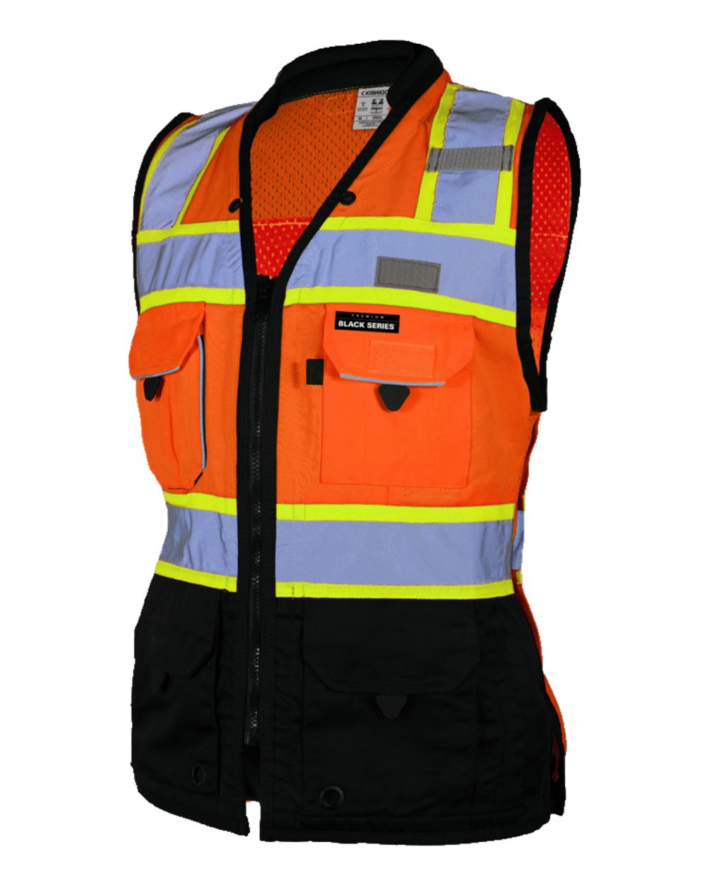 S5021-5022 Kishigo Premium Black Series Womens Heavy Duty Surveyors Vest - Siide Image