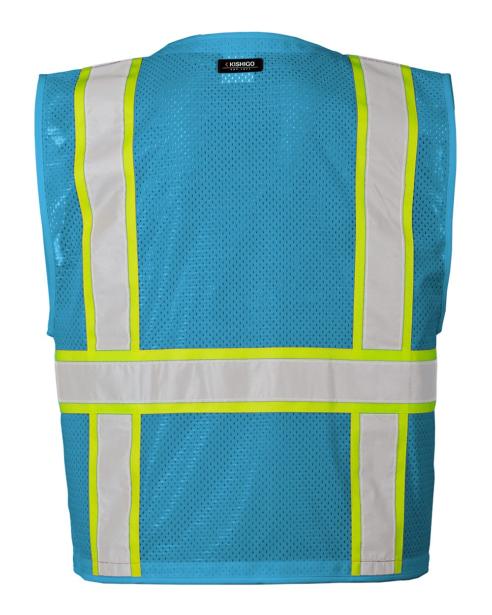B100-111 Kishigo EV Series Enhanced Visibility Multi-Pocket Mesh Vest - Back Image