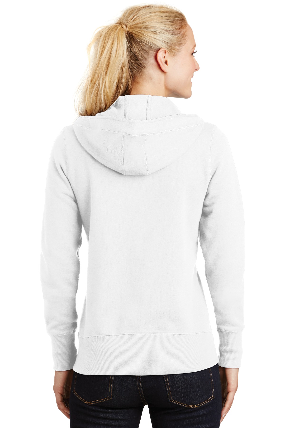 L265 Sport-Tek Ladies Full-Zip Hooded Fleece Jacket. - Back Image