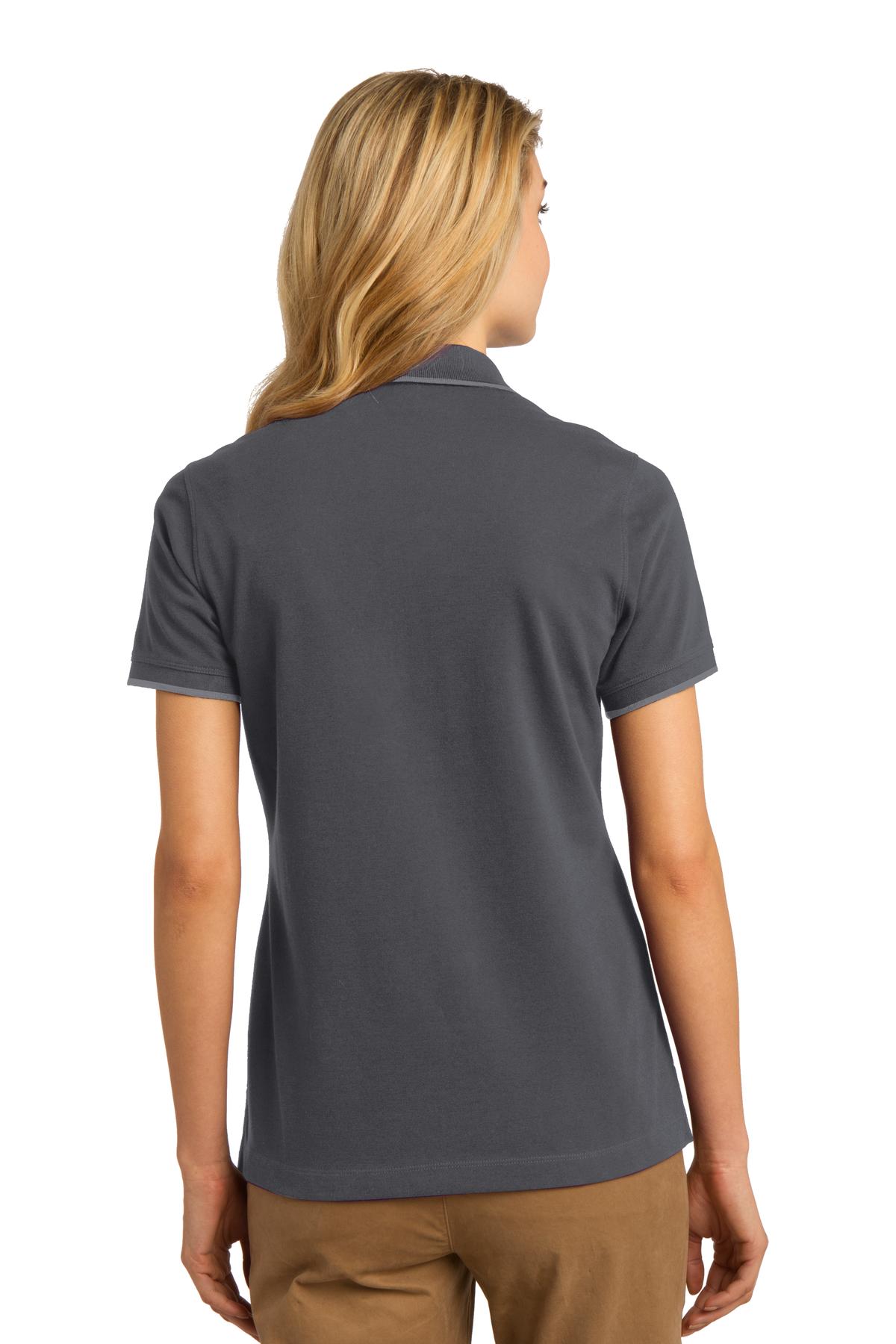 L454 Port Authority Ladies Rapid Dry Tipped Polo. - Back Image