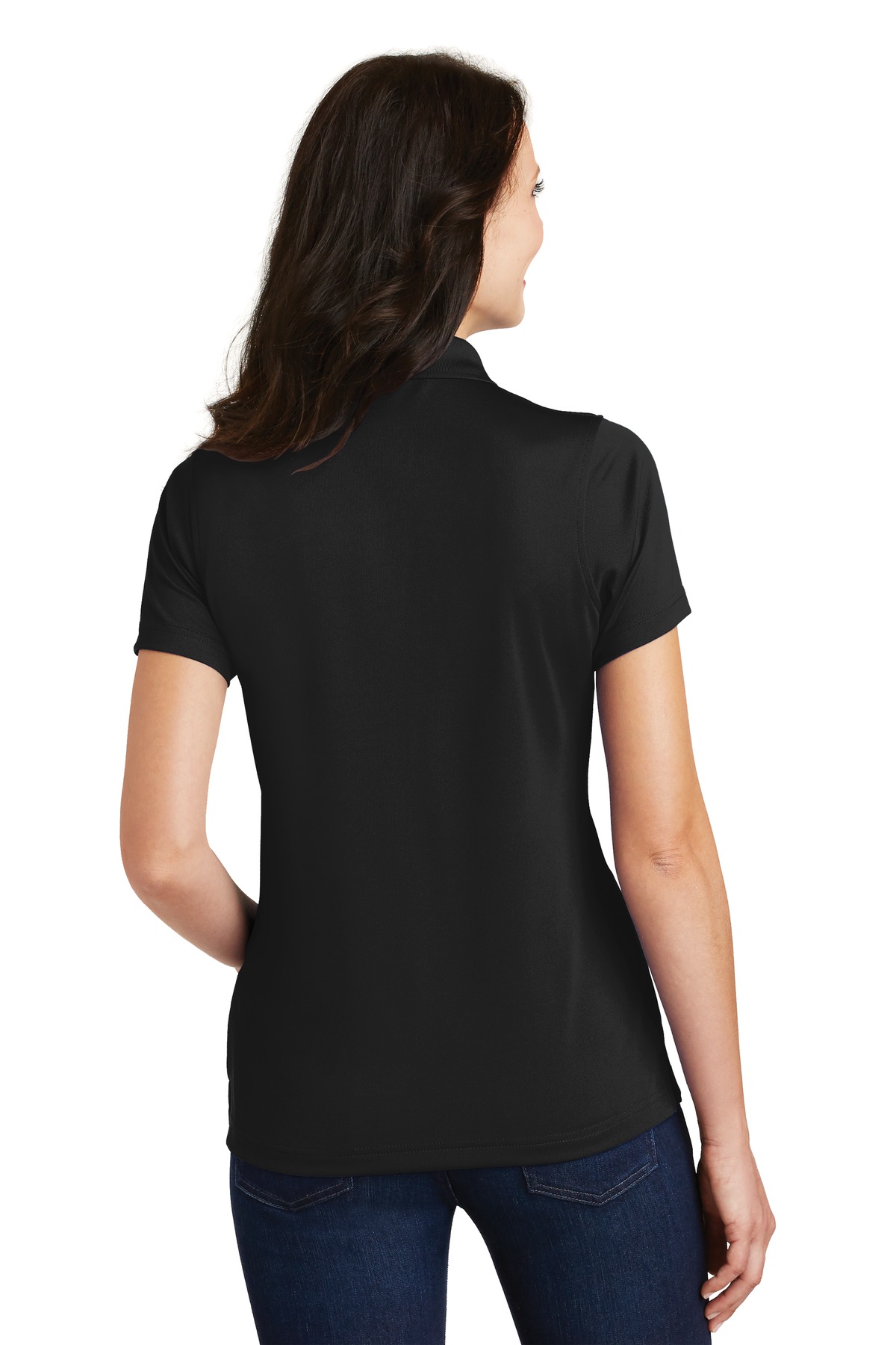 L497 Port Authority Ladies Poly-Charcoal Blend Pique Polo L497 Port Authority Ladies Poly-Charcoal Blend Pique Polo - Back Image