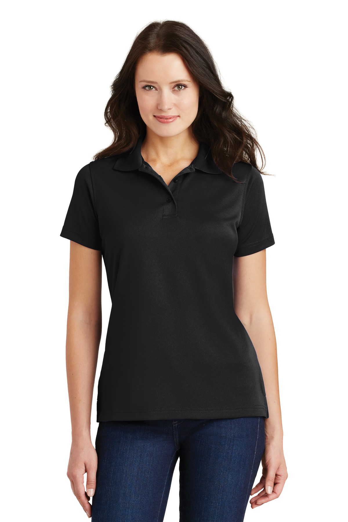 L497 Port Authority Ladies Poly-Charcoal Blend Pique Polo L497 Port Authority Ladies Poly-Charcoal Blend Pique Polo