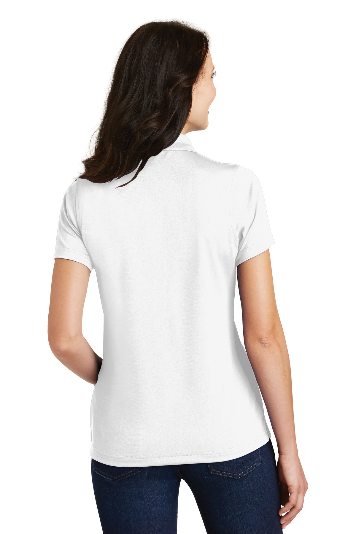 L497 Port Authority Ladies Poly-Charcoal Blend Pique Polo. - Back Image