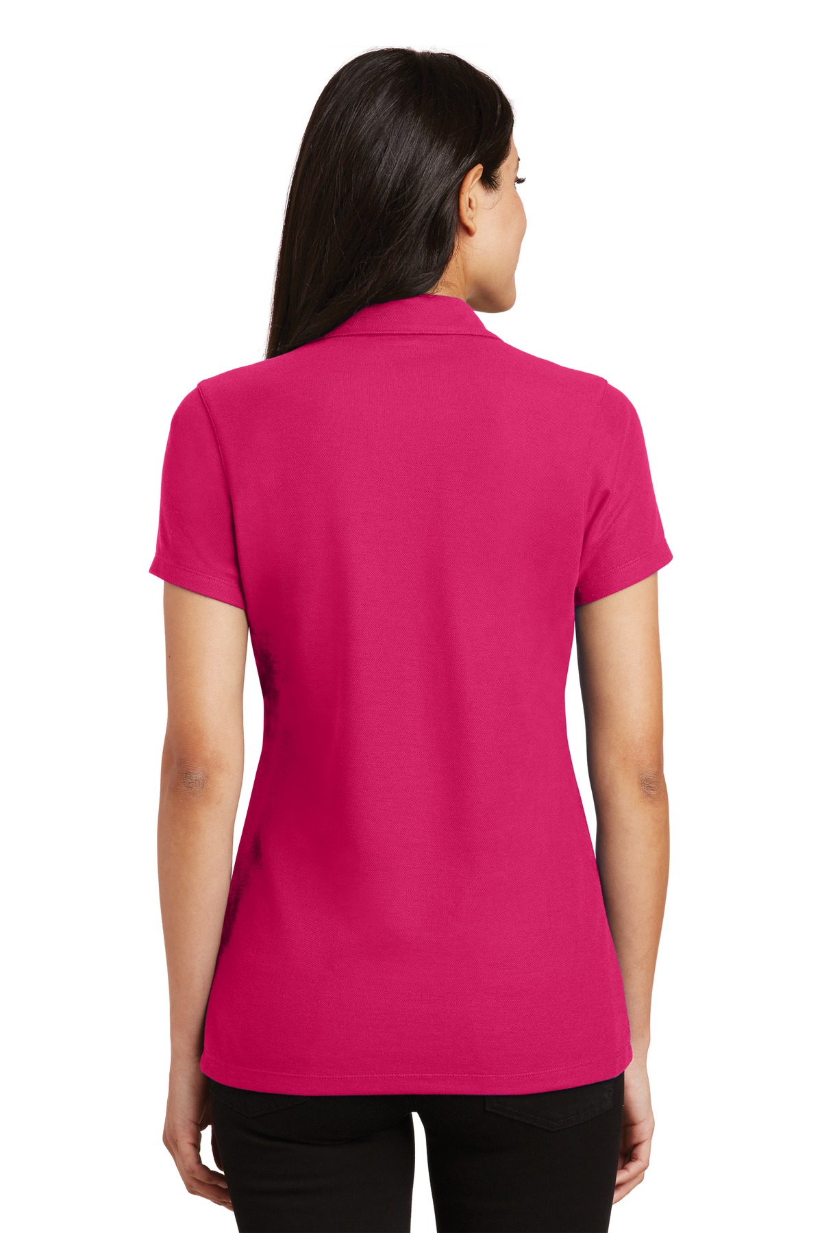 L5001 Port Authority Ladies Silk Touch Y-Neck Polo. - Back Image