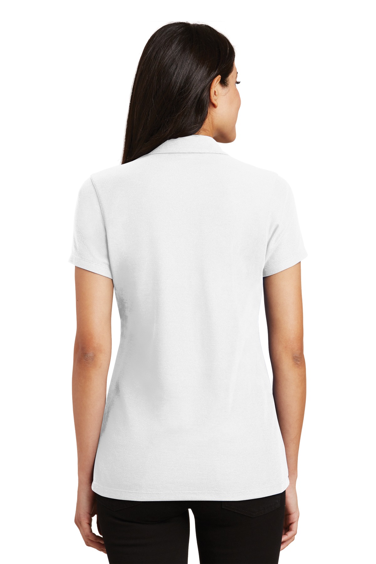 L5001 Port Authority Ladies Silk Touch Y-Neck Polo. - Back Image