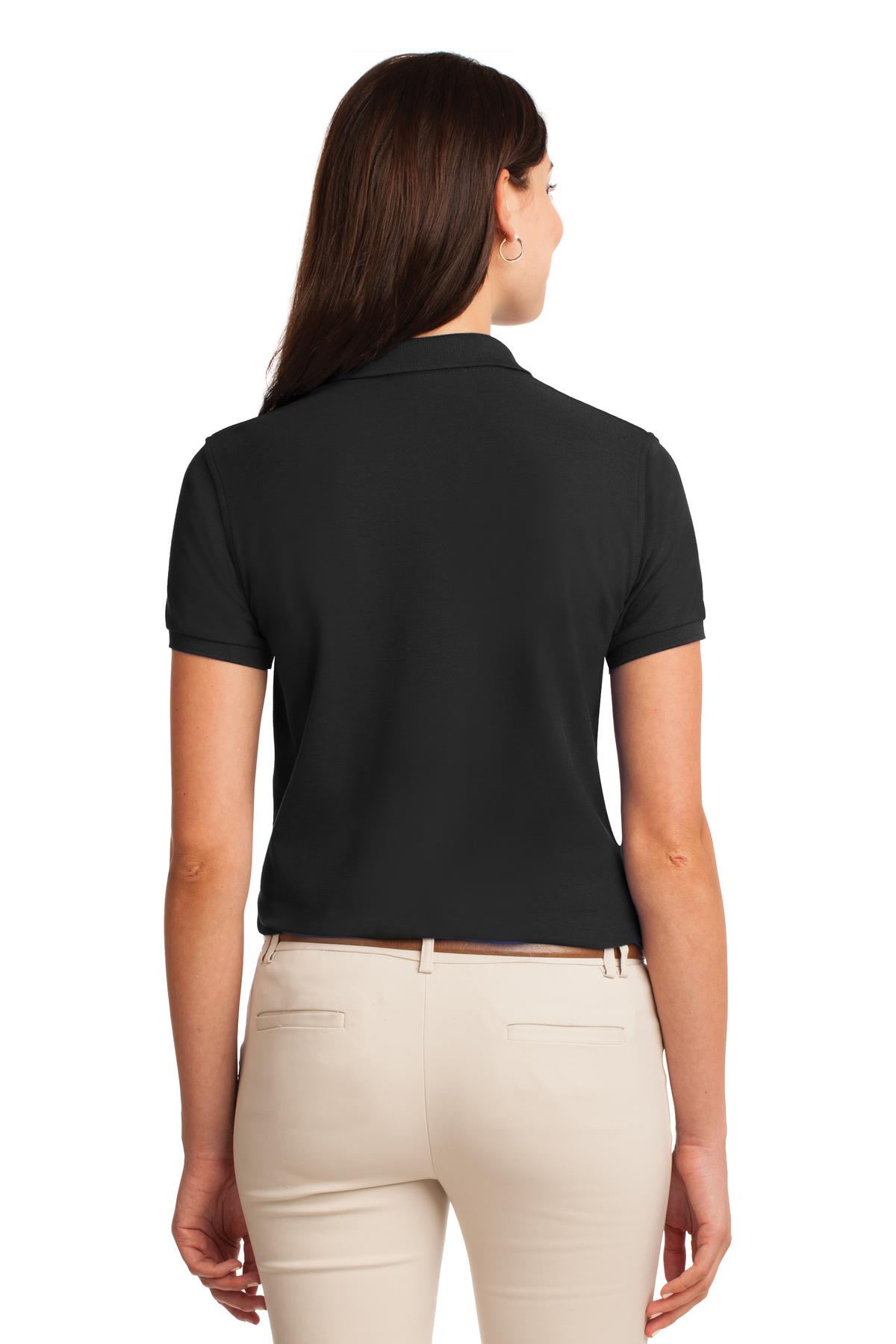 L500 Port Authority Ladies Silk Touch Short-Sleeve Polo - Back Image