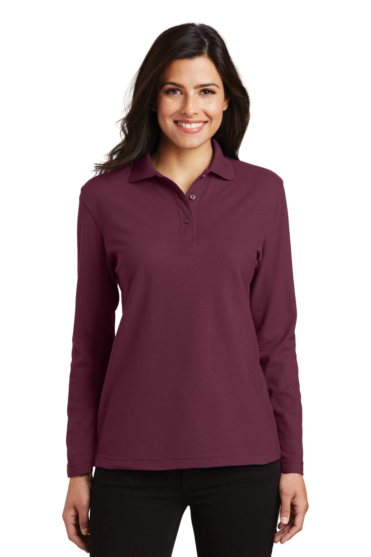 L500LS Port Authority Ladies Silk Touch Long Sleeve Polo. Zoom Image