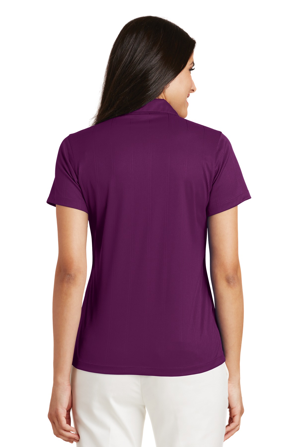L528 Port Authority Ladies Performance Fine Jacquard Polo. - Back Image