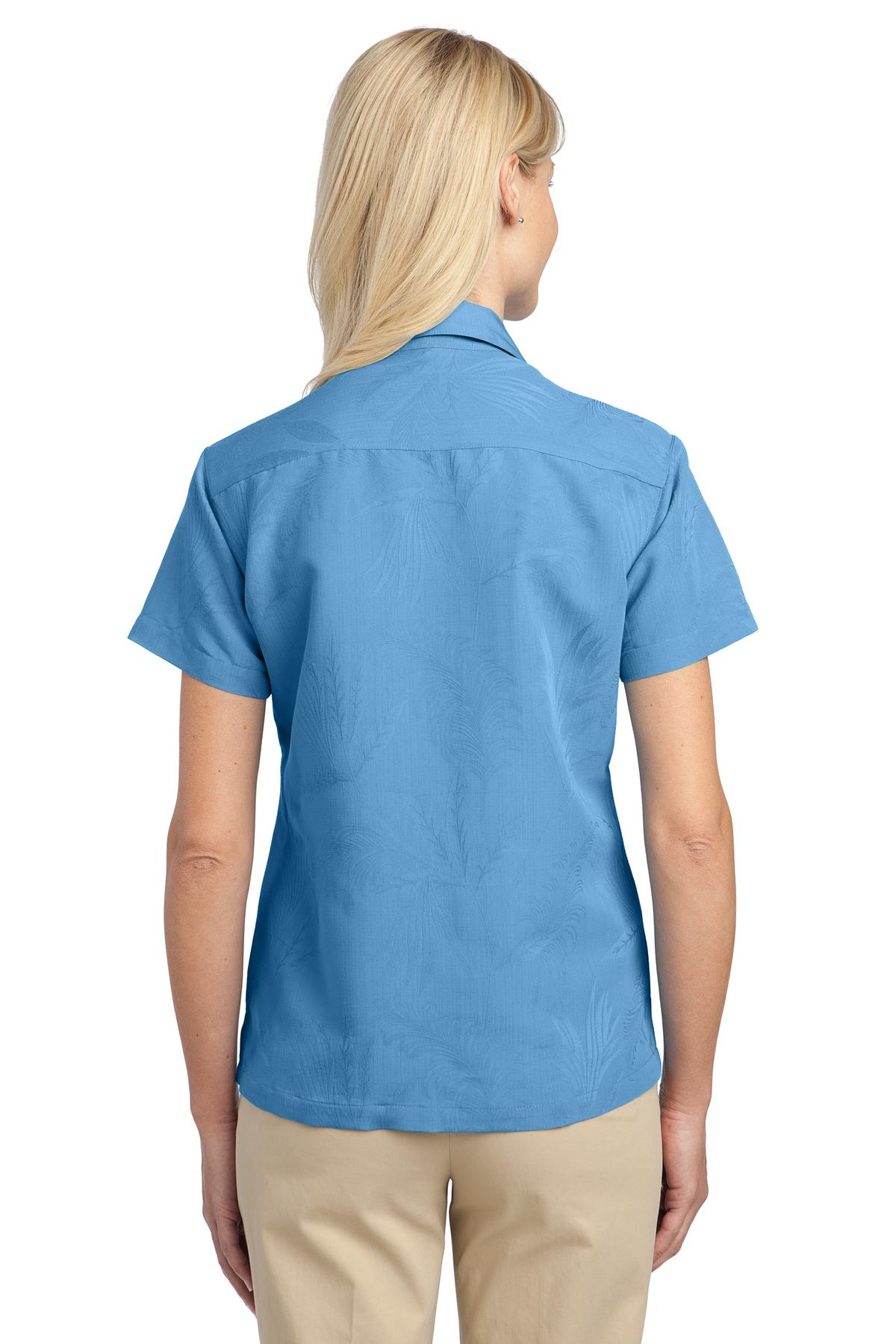 L536 Port Authority Ladies Patterned Easy Care Camp Shirt. - Back Image