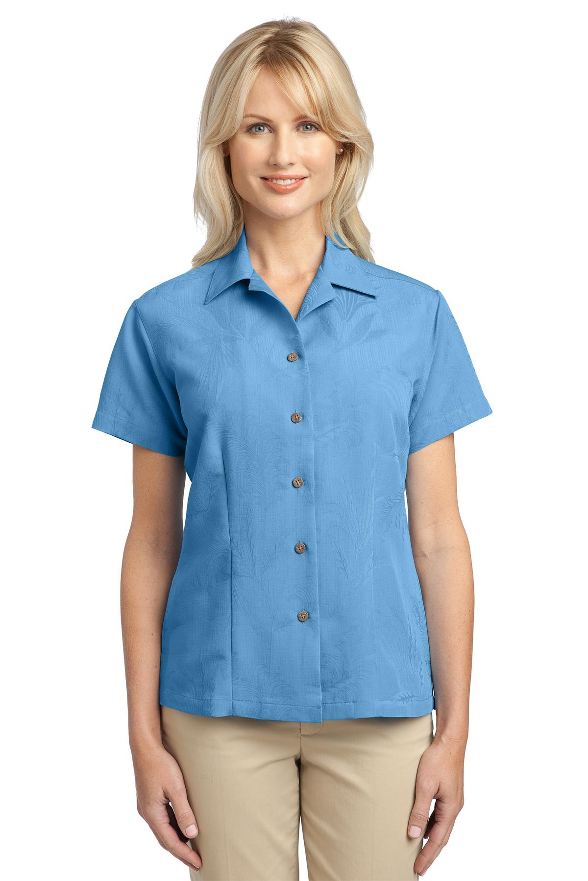 L536 Port Authority Ladies Patterned Easy Care Camp Shirt.