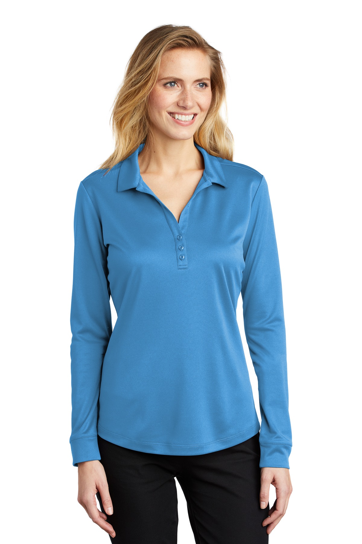 L540LS Port Authority Ladies Silk Touch Performance Long Sleeve Polo.