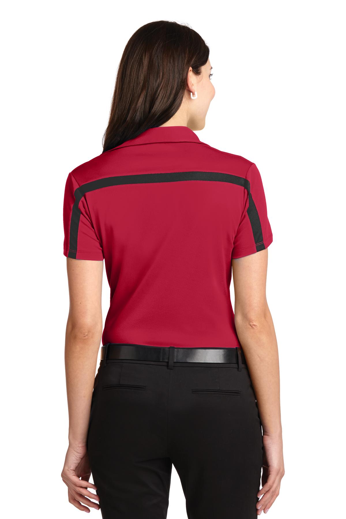 L547 Port Authority Ladies Silk Touch Performance Colorblock Stripe Polo. - Back Image