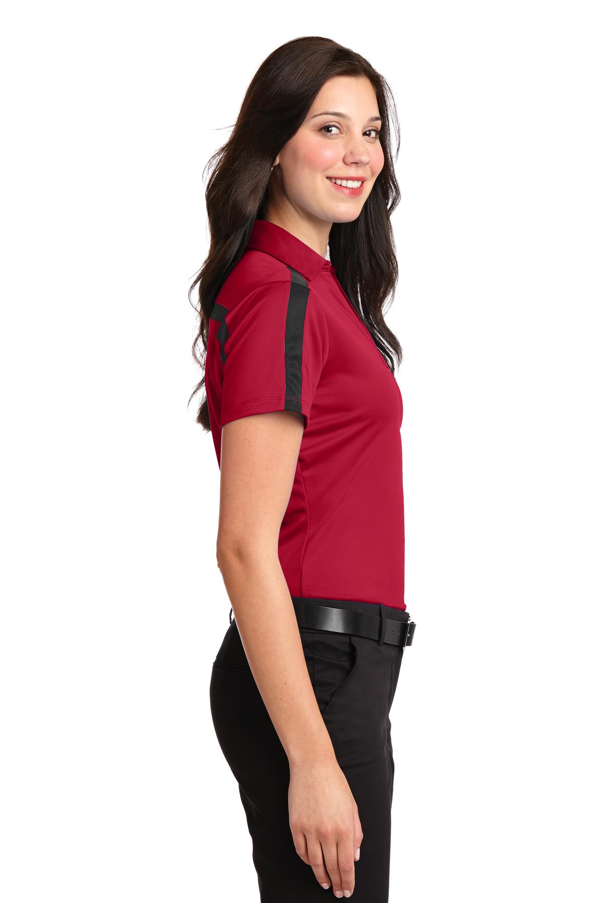 L547 Port Authority Ladies Silk Touch Performance Colorblock Stripe Polo. - Siide Image