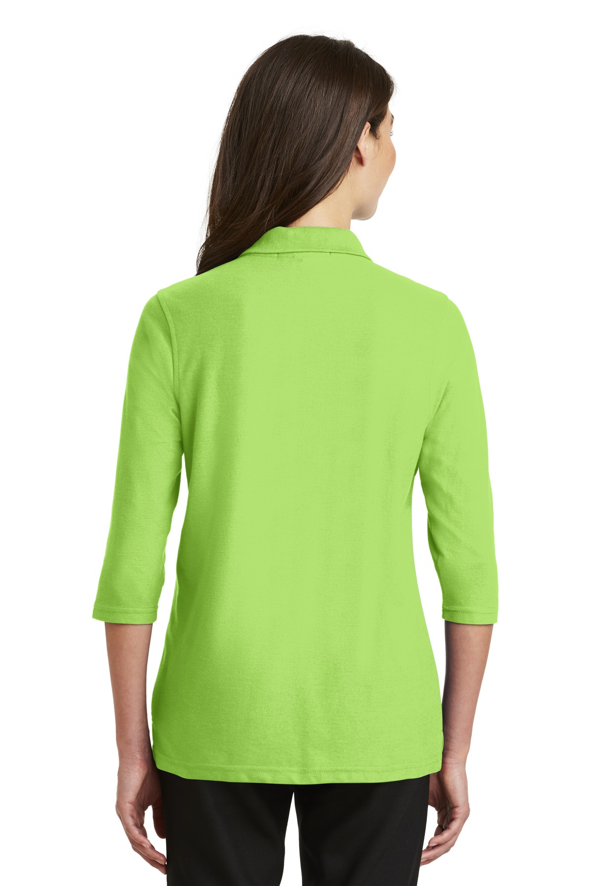 L562 Port Authority Ladies Silk Touch 3/4-Sleeve Polo - Back Image