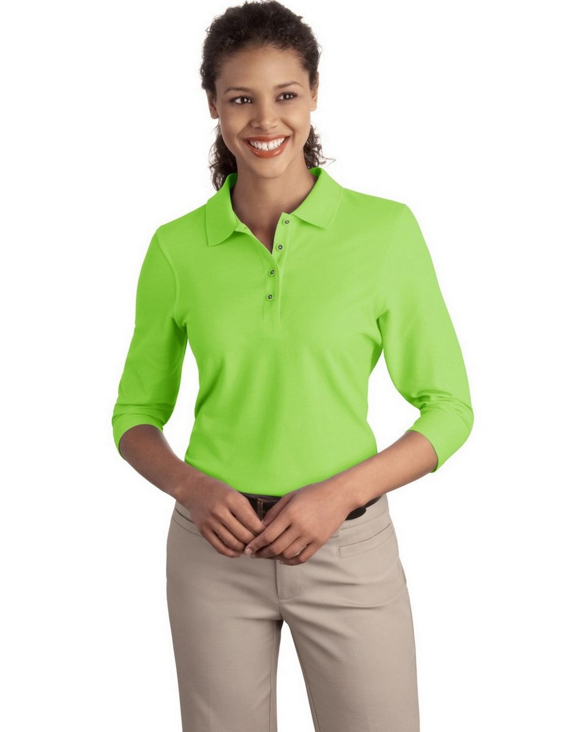 L562 Port Authority Ladies Silk Touch 3/4-Sleeve Polo