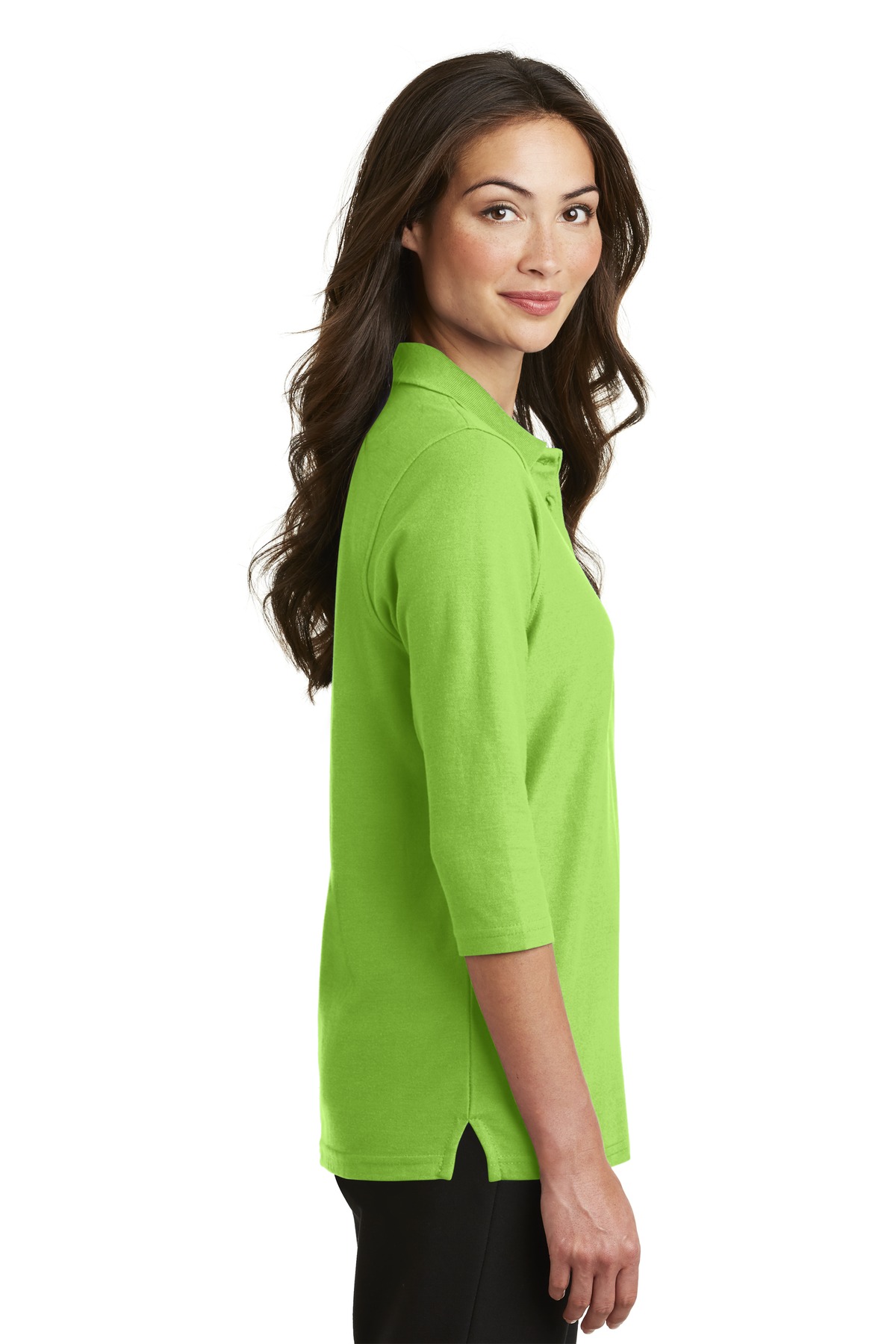 L562 Port Authority Ladies Silk Touch 3/4-Sleeve Polo - Siide Image