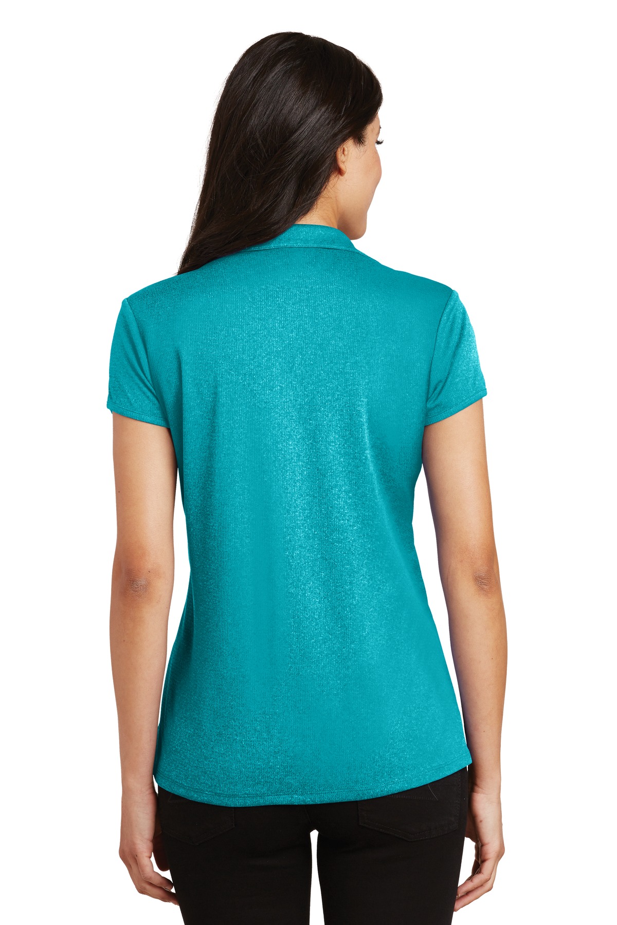 L576 Port Authority Ladies Trace Heather Polo. - Back Image