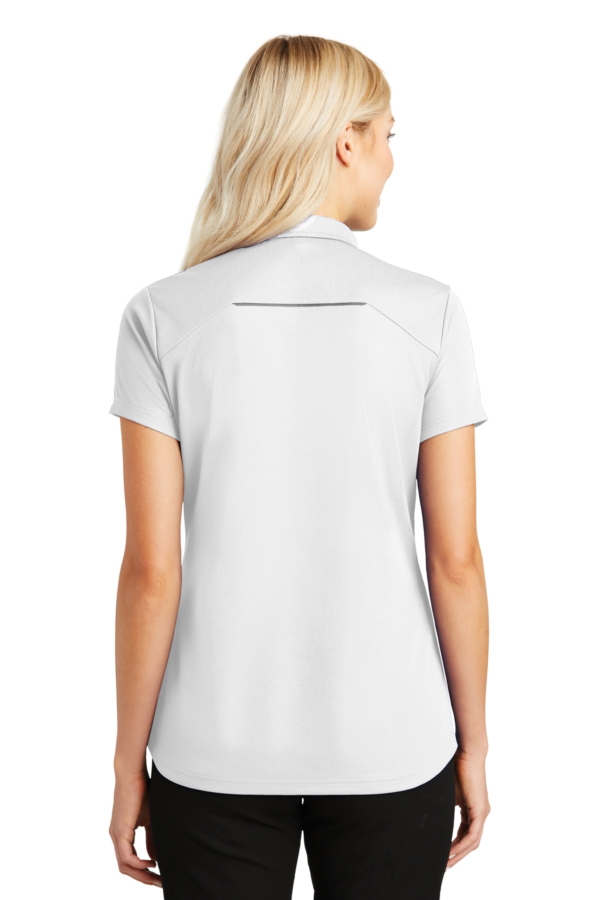 L580 Port Authority Ladies Pinpoint Mesh Zip Polo. - Back Image