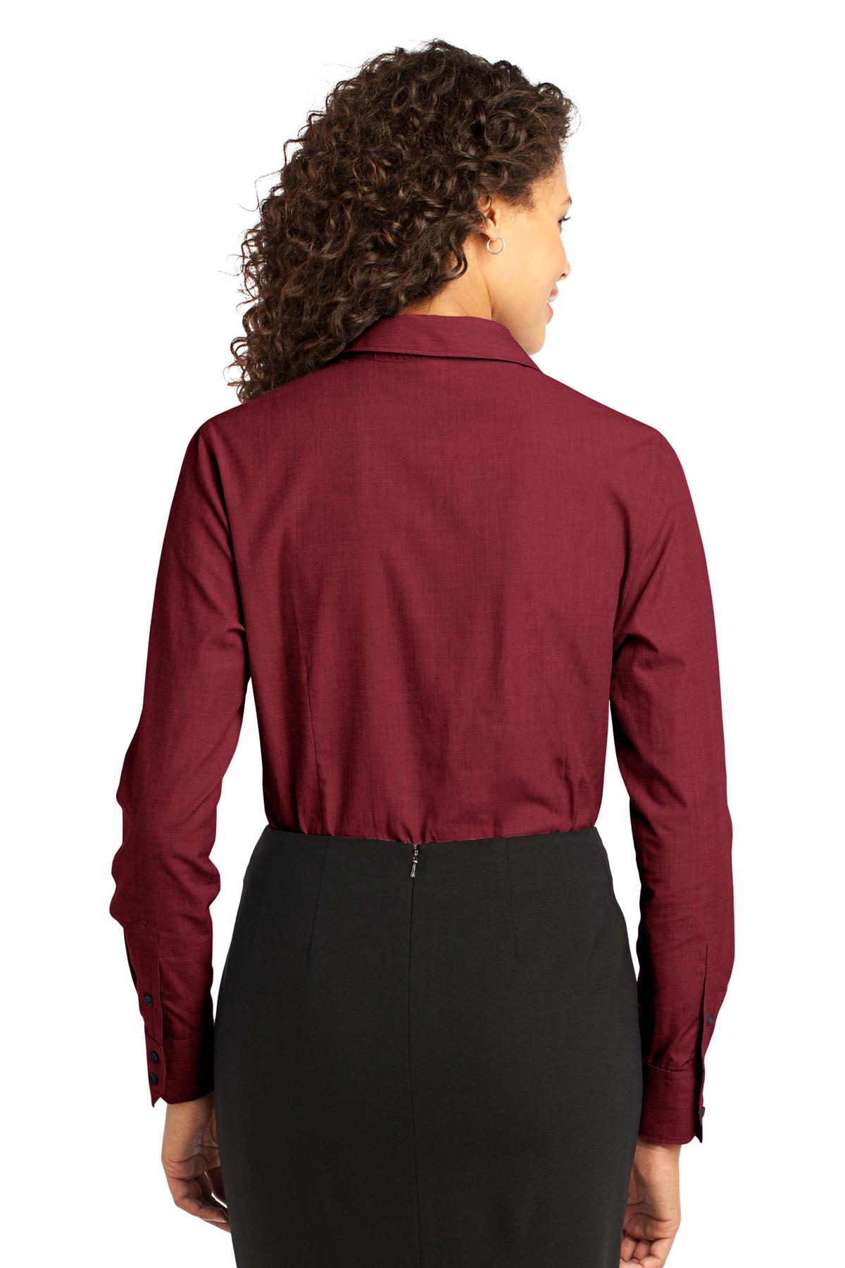 L640 Port Authority Ladies Crosshatch Easy Care Shirt. - Back Image