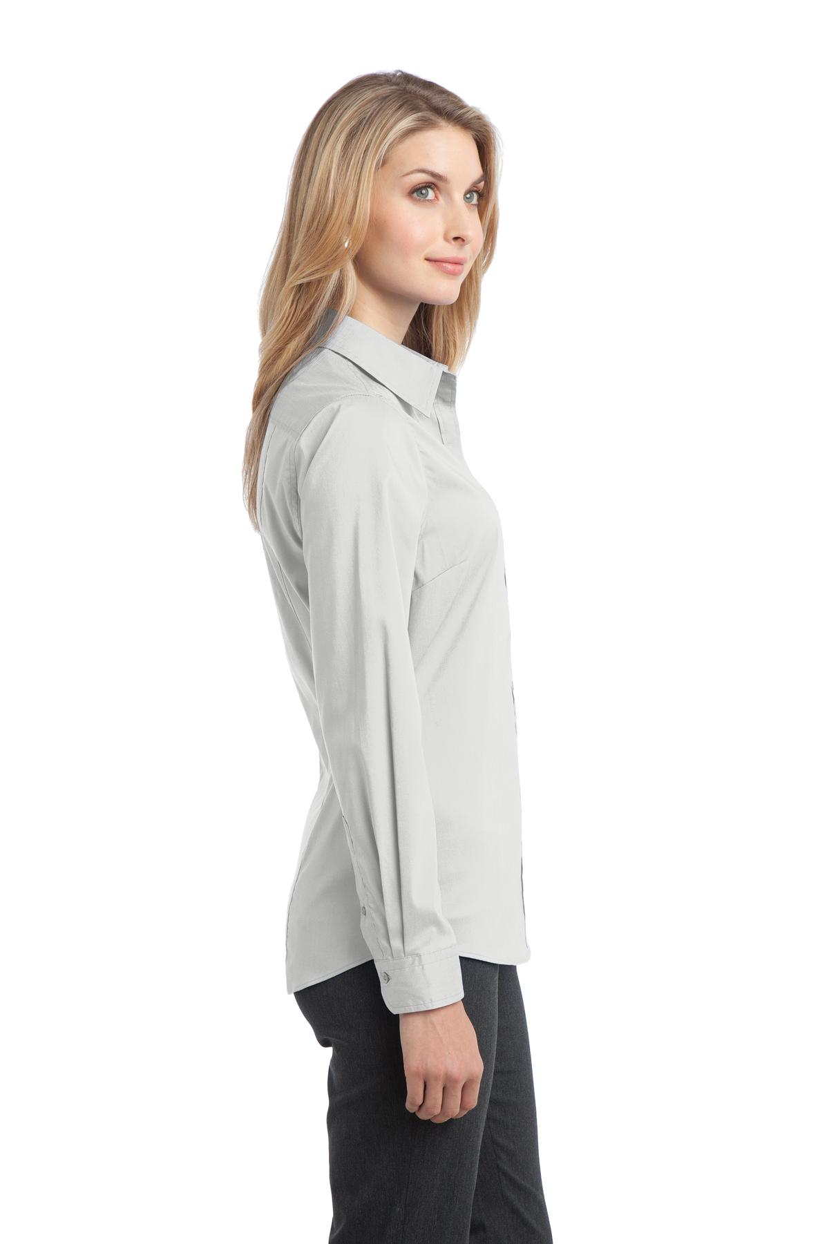 L646 Port Authority Ladies Stretch Poplin Shirt - Siide Image
