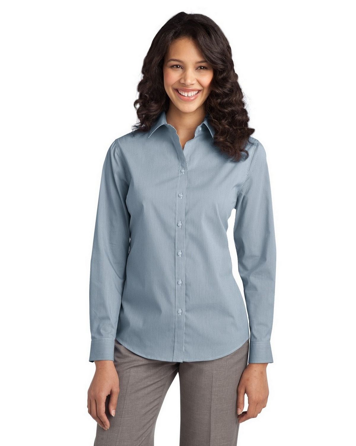 L647 Port Authority Ladies Fine Stripe Stretch Poplin Shirt. L647 Port Authority Ladies Fine Stripe Stretch Poplin Shirt.