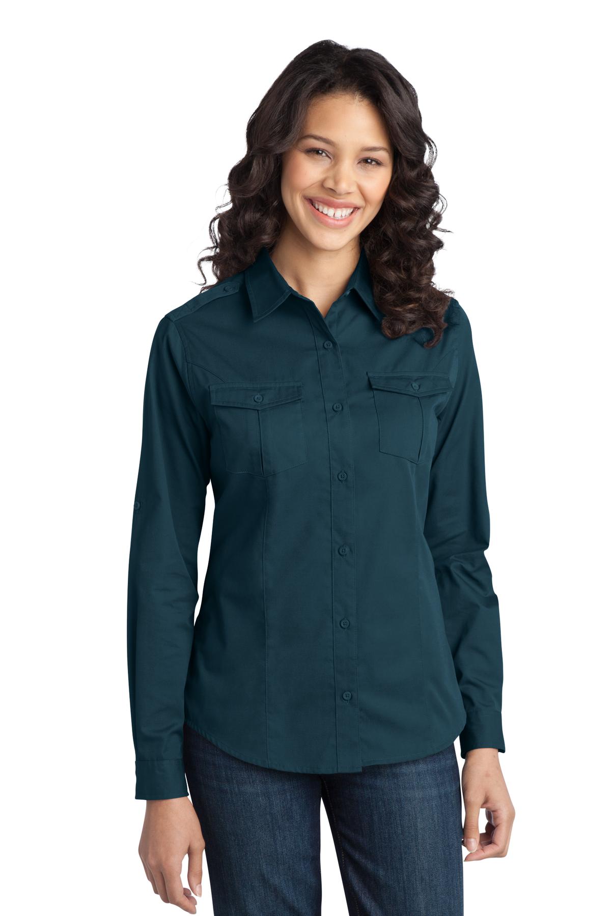L649 Port Authority Ladies Stain-Release Roll Sleeve Twill Shirt. L649 Port Authority Ladies Stain-Release Roll Sleeve Twill Shirt.