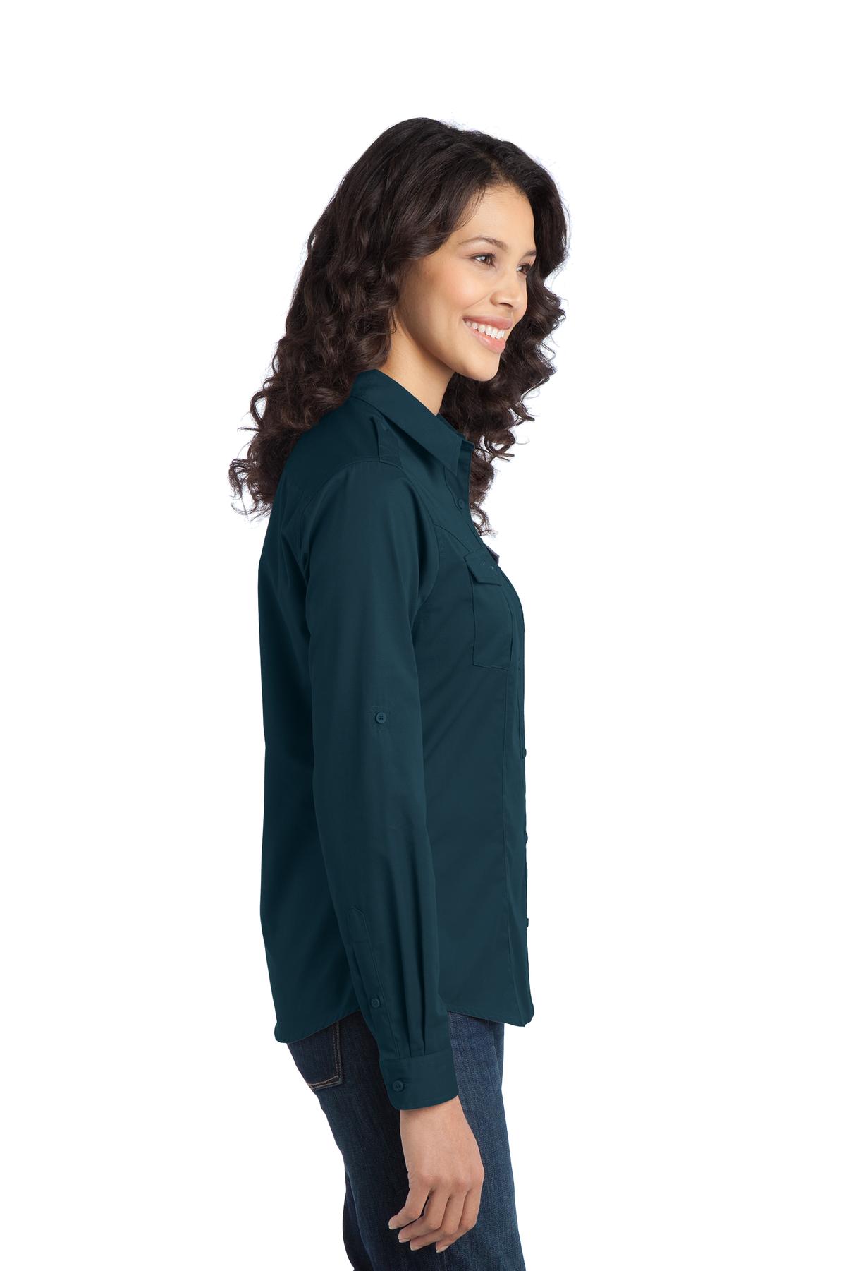 L649 Port Authority Ladies Stain-Release Roll Sleeve Twill Shirt. L649 Port Authority Ladies Stain-Release Roll Sleeve Twill Shirt. - Siide Image