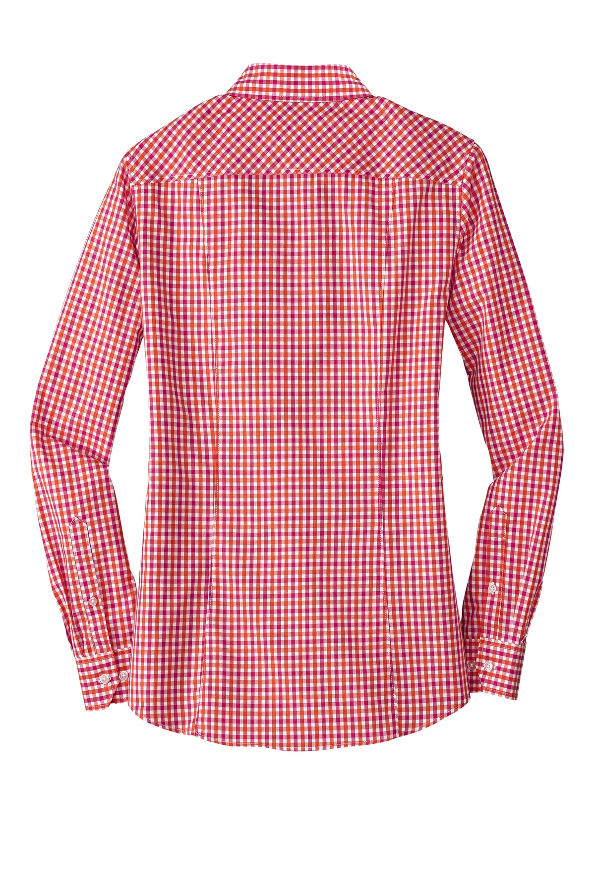 L654 Port Authority Ladies Long Sleeve Gingham Easy Care Shirt. - Back Image