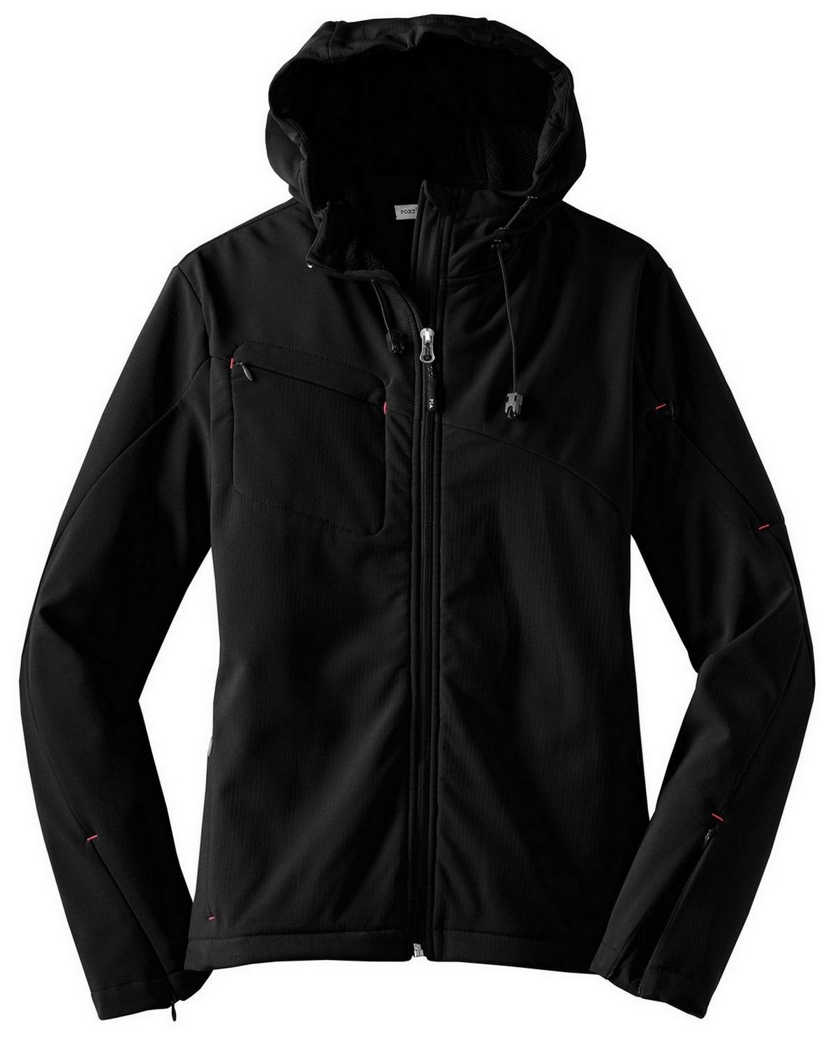L706 Port Authority Ladies Textured Hooded Soft Shell Jacket.
