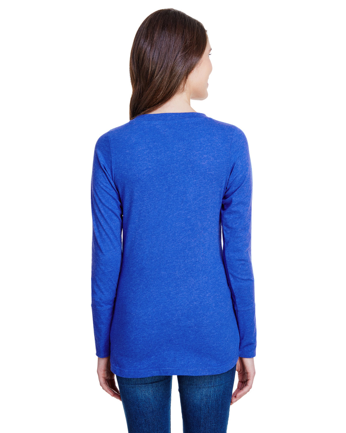 LA3538 LAT Ladies Long Sleeve Fine Jersey Lace-Up T-Shirt - Back Image