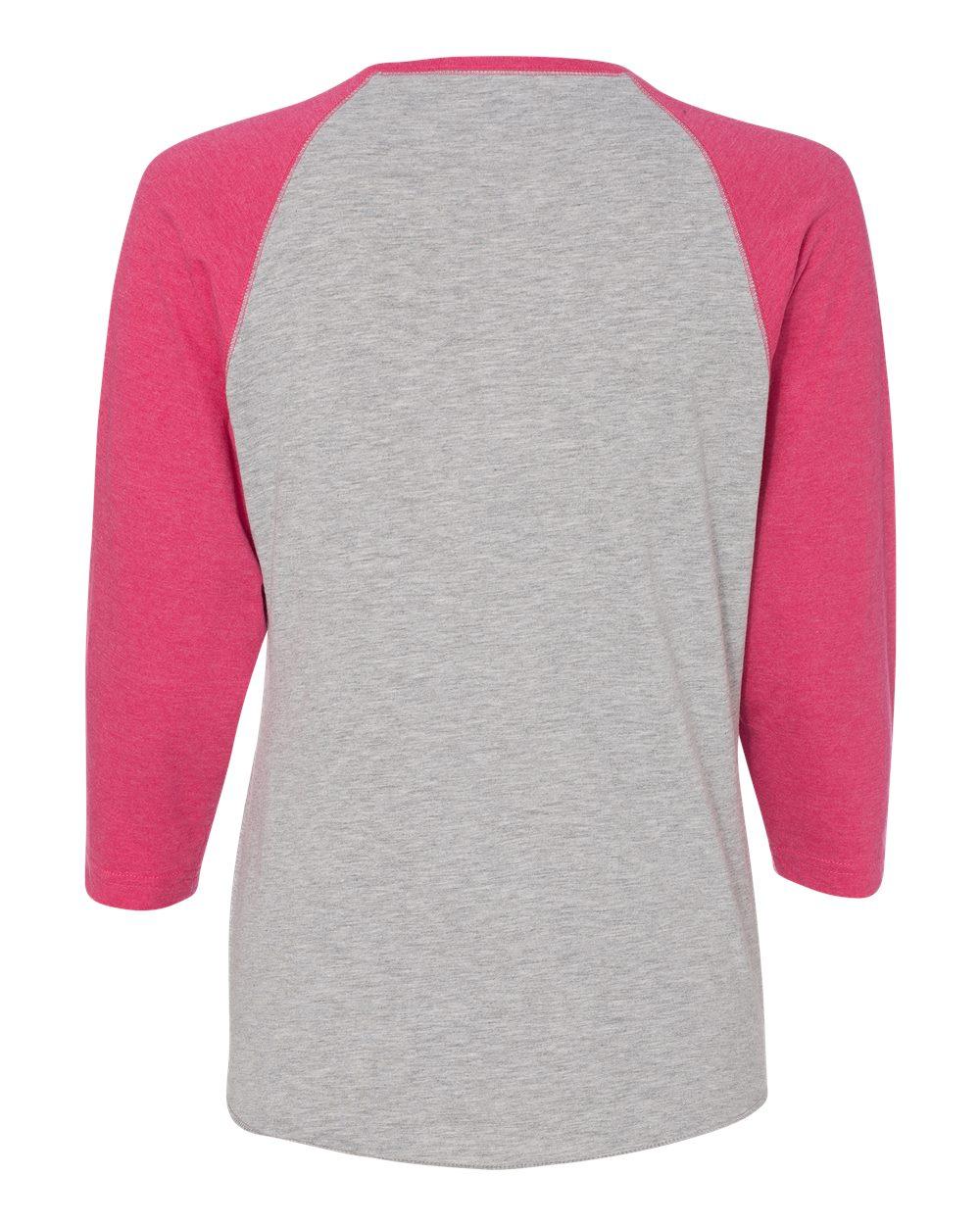 3530 LAT Womens Baseball Fine Jersey Three-Quarter Sleeve Tee - Back Image