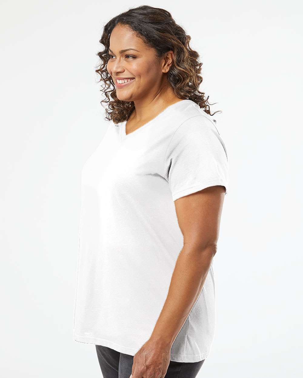 3817 LAT Ladies Curvy V-Neck Fine Jersey T-Shirt - Siide Image