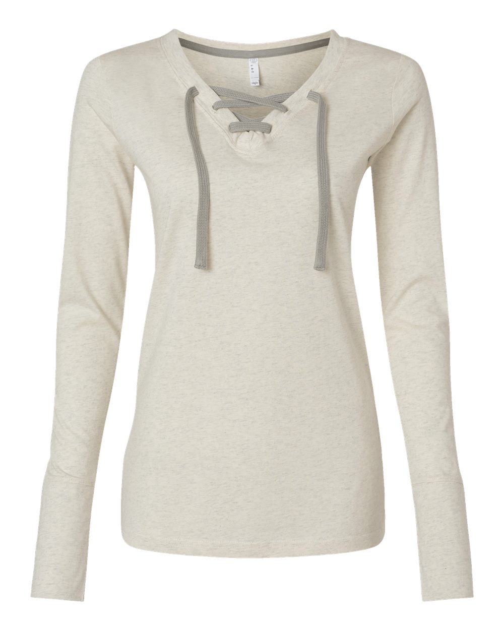 3538 LAT Womens Fine Jersey Lace-Up Long Sleeve T-Shirt 3538 LAT Womens Fine Jersey Lace-Up Long Sleeve T-Shirt