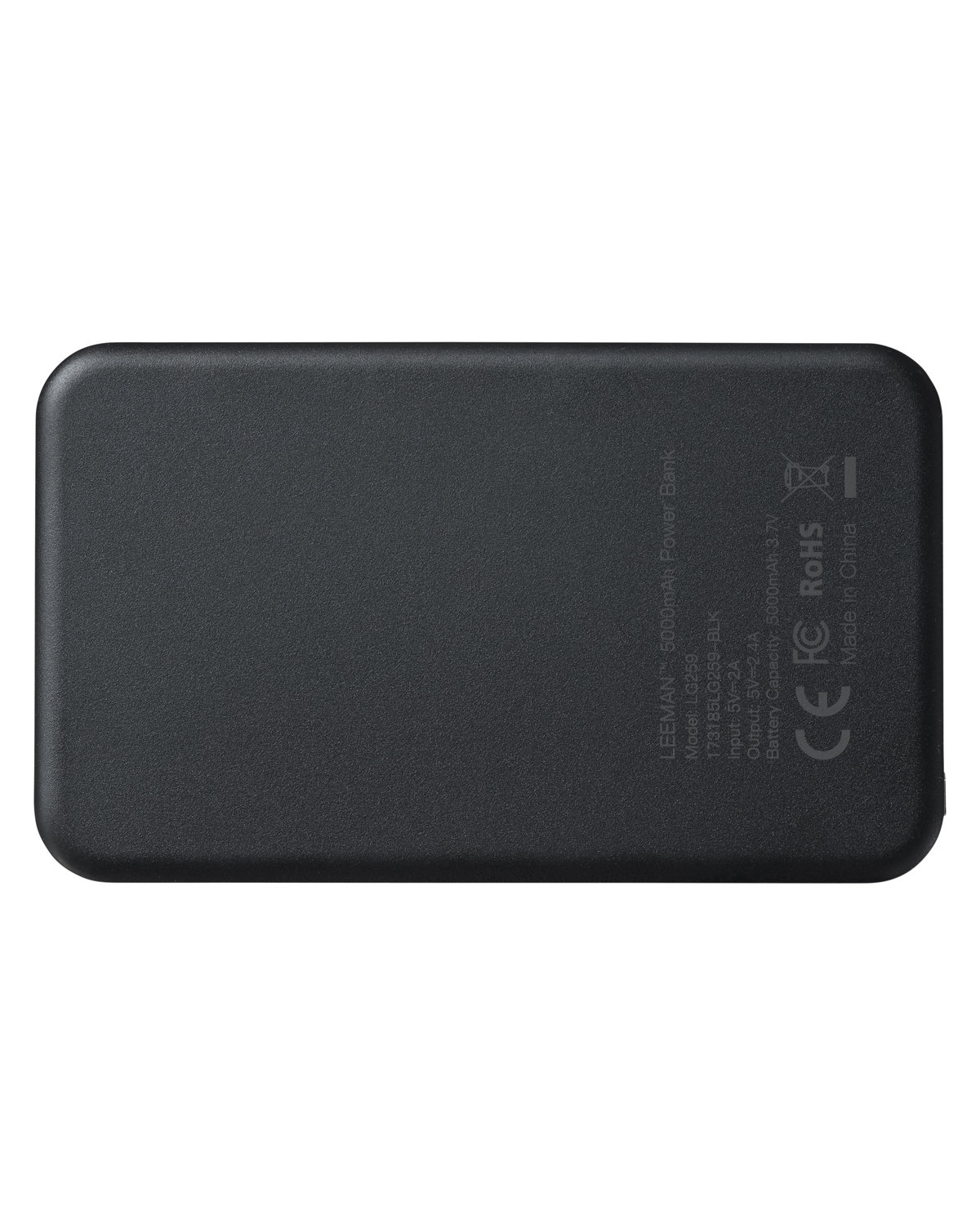 LG259 Leeman 5000mAh Power Bank - Back Image