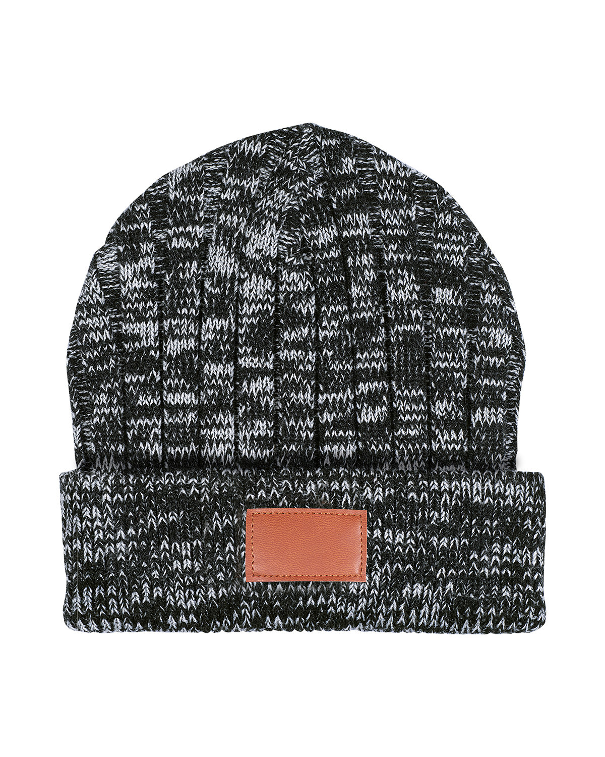LG304 Leeman Heathered Knit Cuffed Rib Beanie