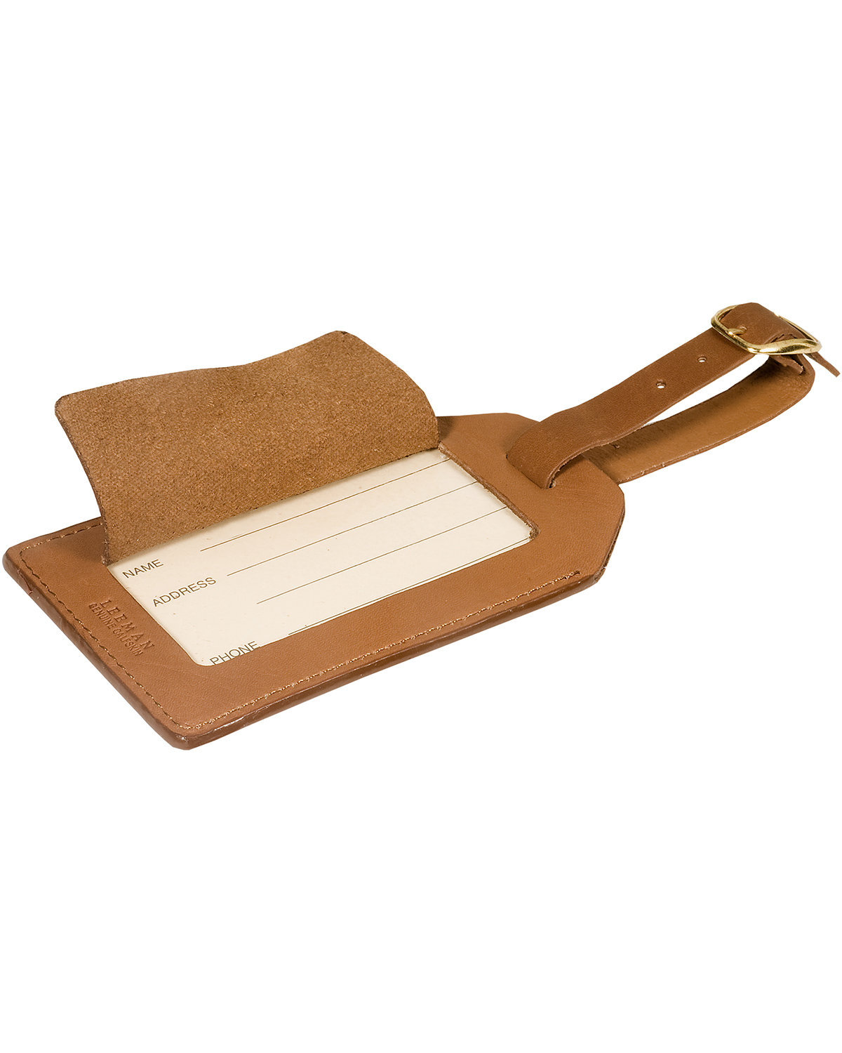 LG-9094 Leeman Grand Central Luggage Tag Sueded Leather - Back Image
