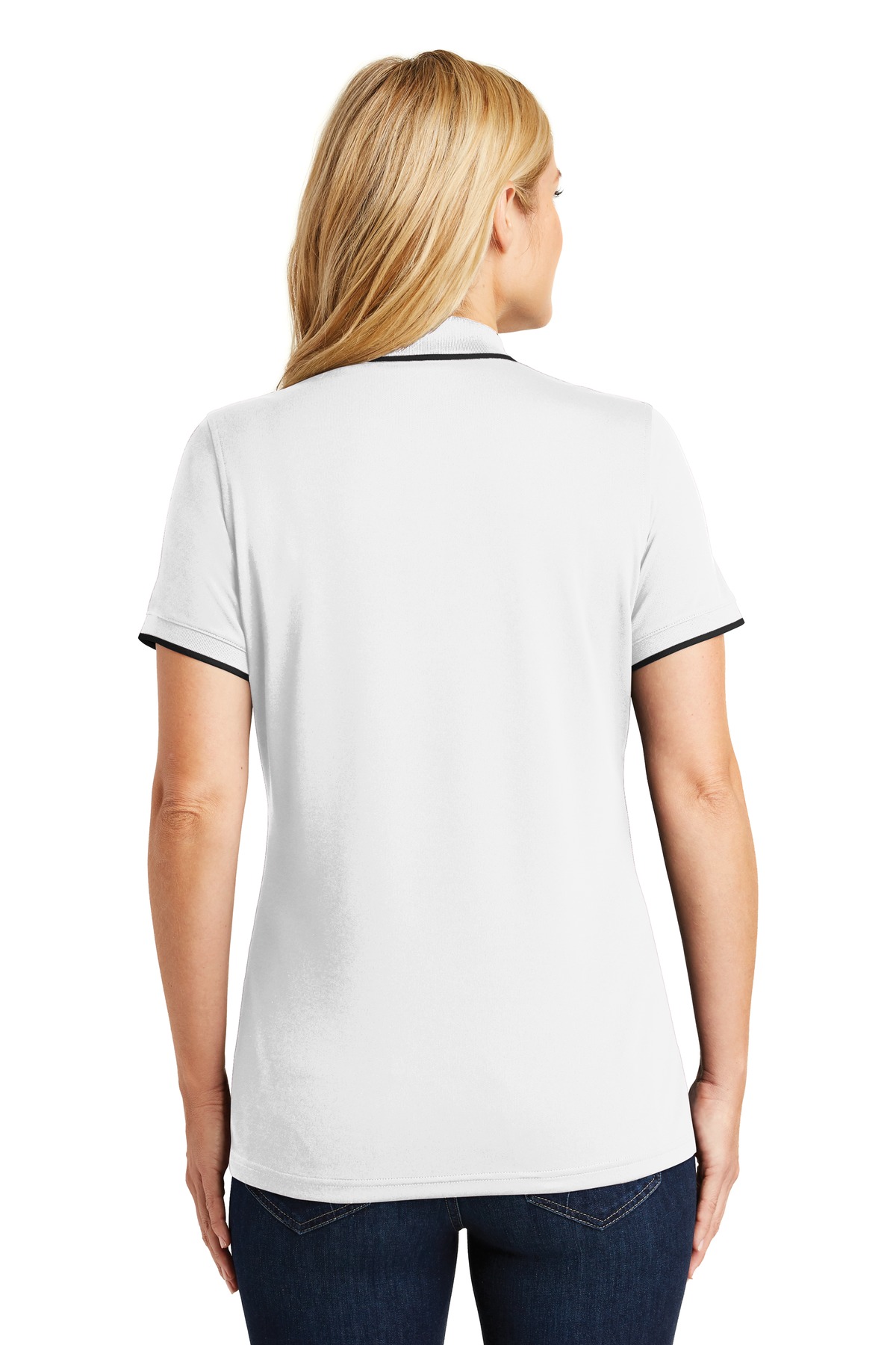 LK111 Port Authority Ladies Dry Zone UV Micro-Mesh Tipped Polo. - Back Image