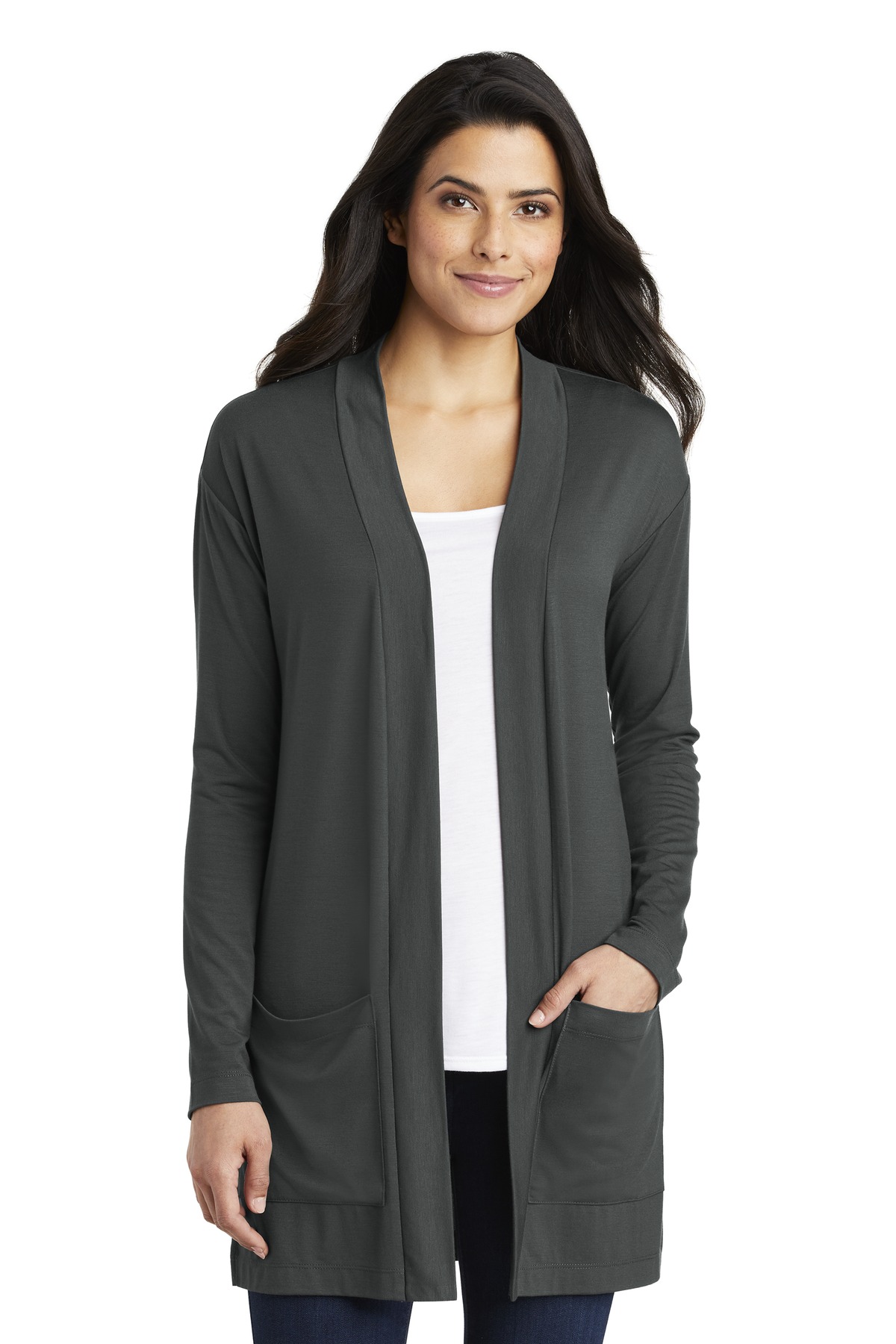 LK5434 Port Authority Ladies Concept Long Pocket Cardigan . Zoom Image