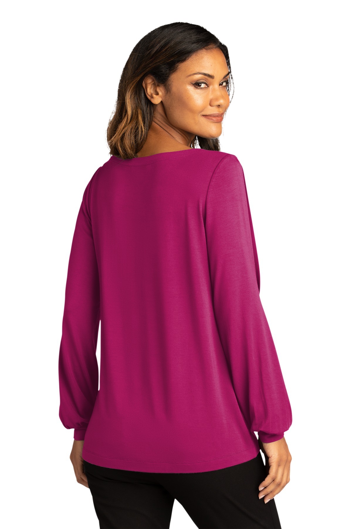 LK5600 Port Authority Ladies Luxe Knit Jewel Neck Top. LK5600 Port Authority Ladies Luxe Knit Jewel Neck Top. - Back Image