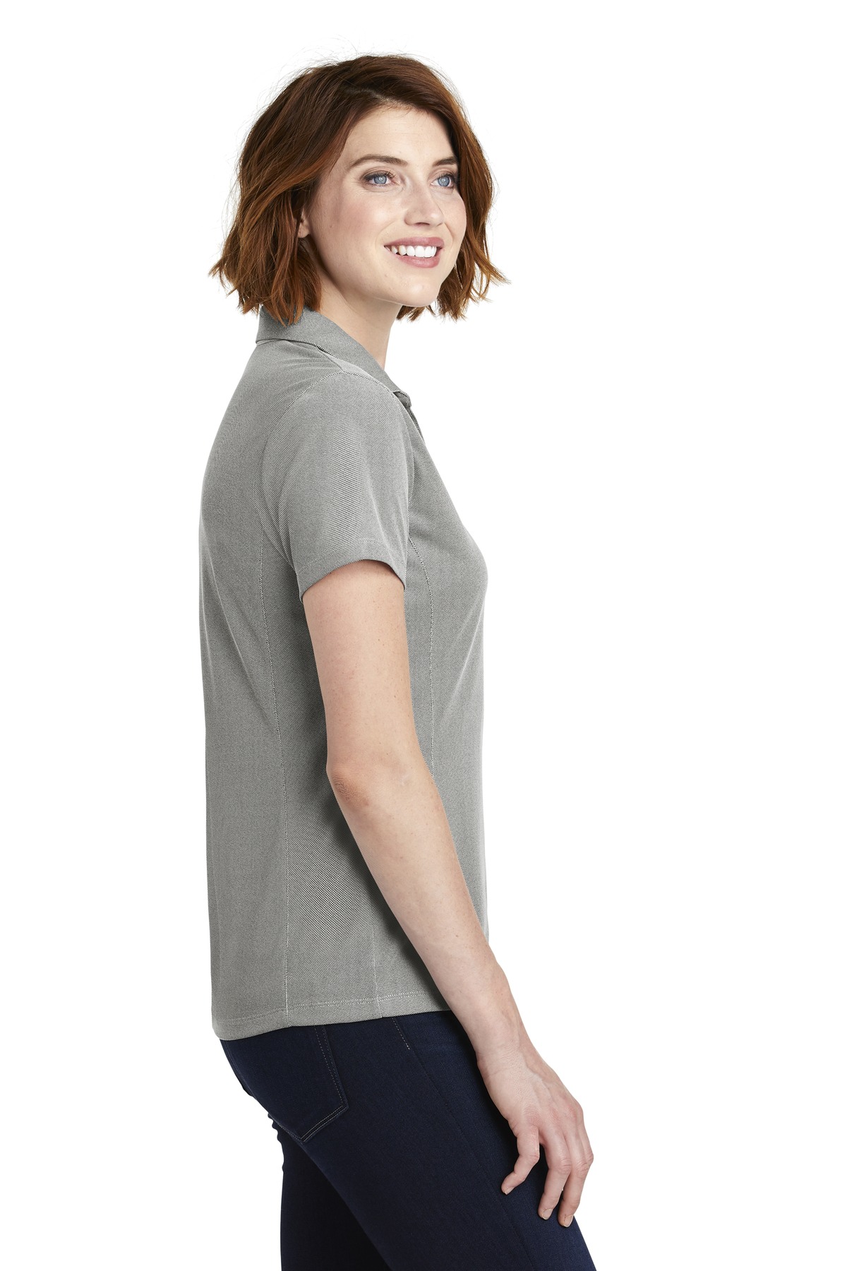 LK582 Port Authority Ladies Poly Oxford Pique Polo - Siide Image