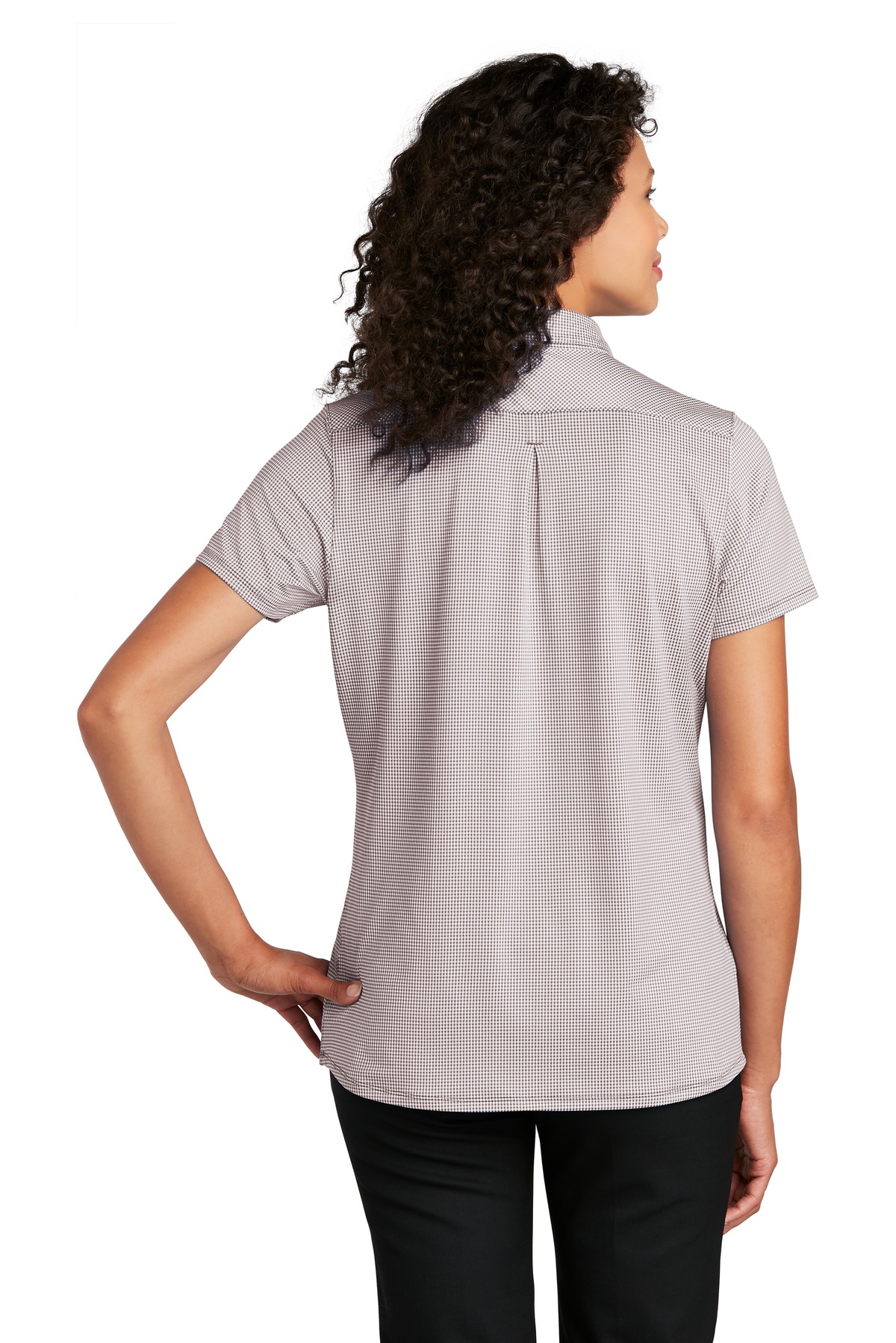 LK646 Port Authority Ladies Gingham Polo - Back Image
