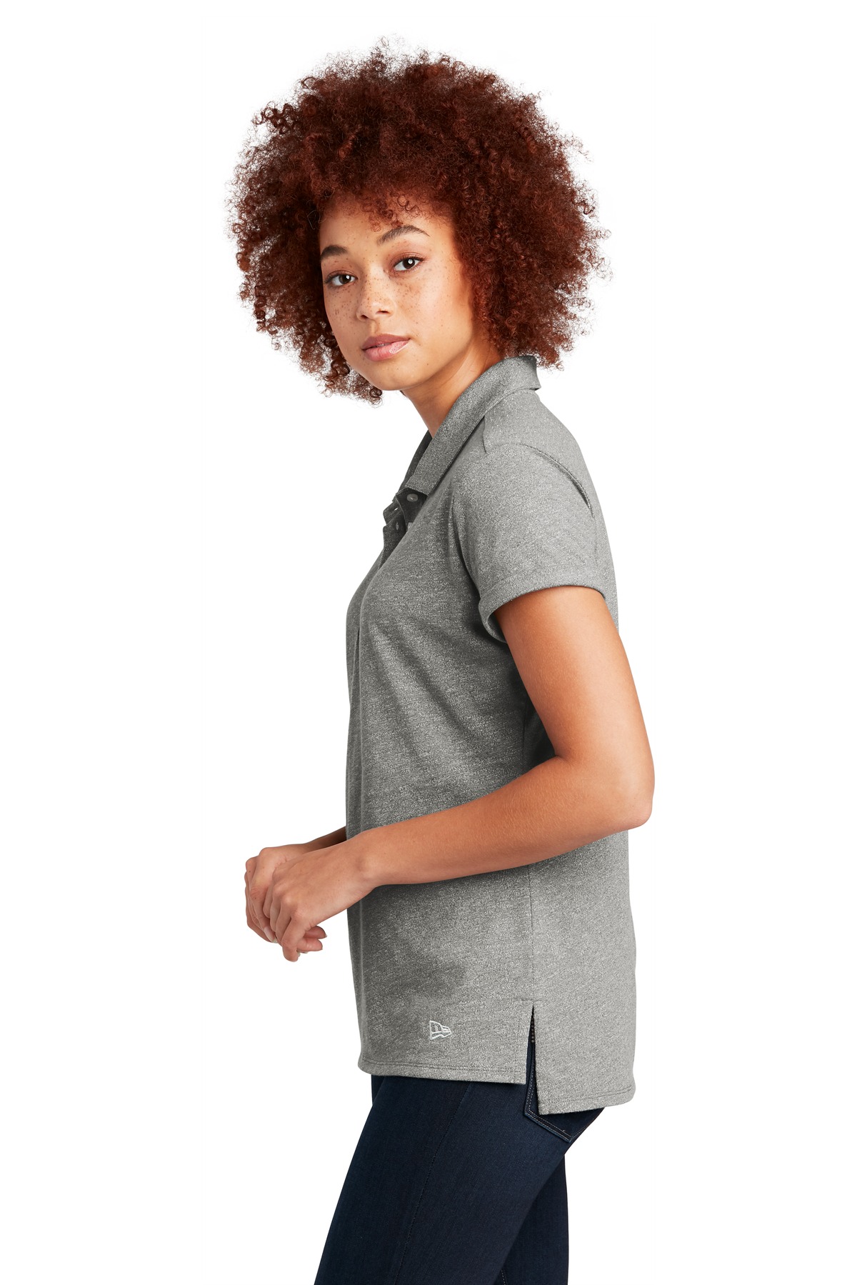 LNEA301 New Era Ladies Slub Twist Polo - Siide Image