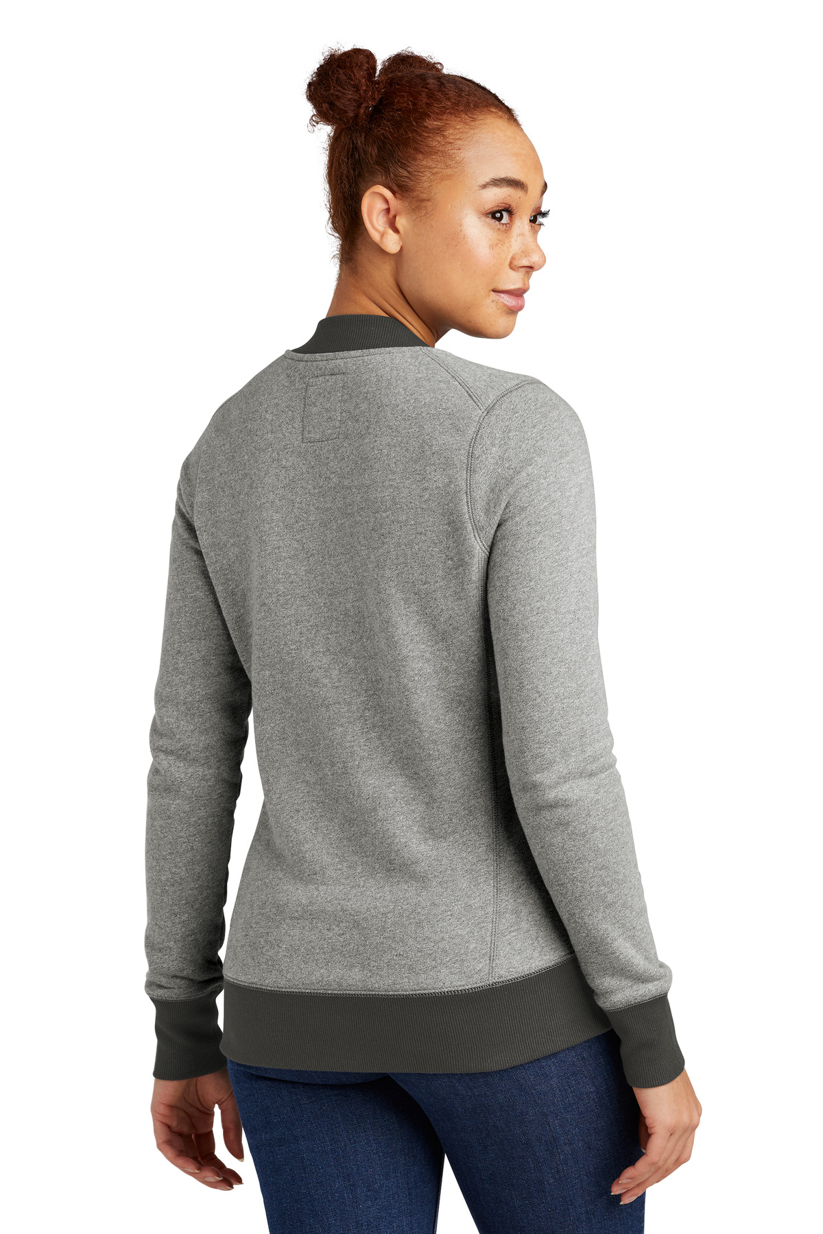 LNEA503 New Era Ladies French Terry Baseball Full-Zip. - Back Image