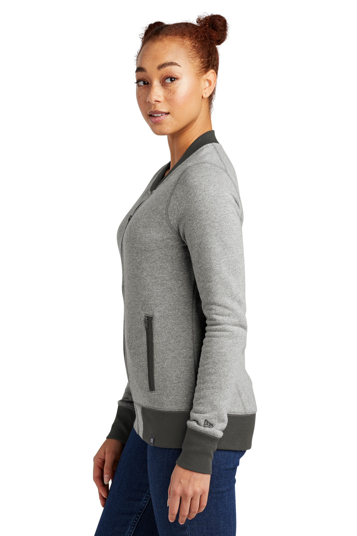 LNEA503 New Era Ladies French Terry Baseball Full-Zip. - Siide Image