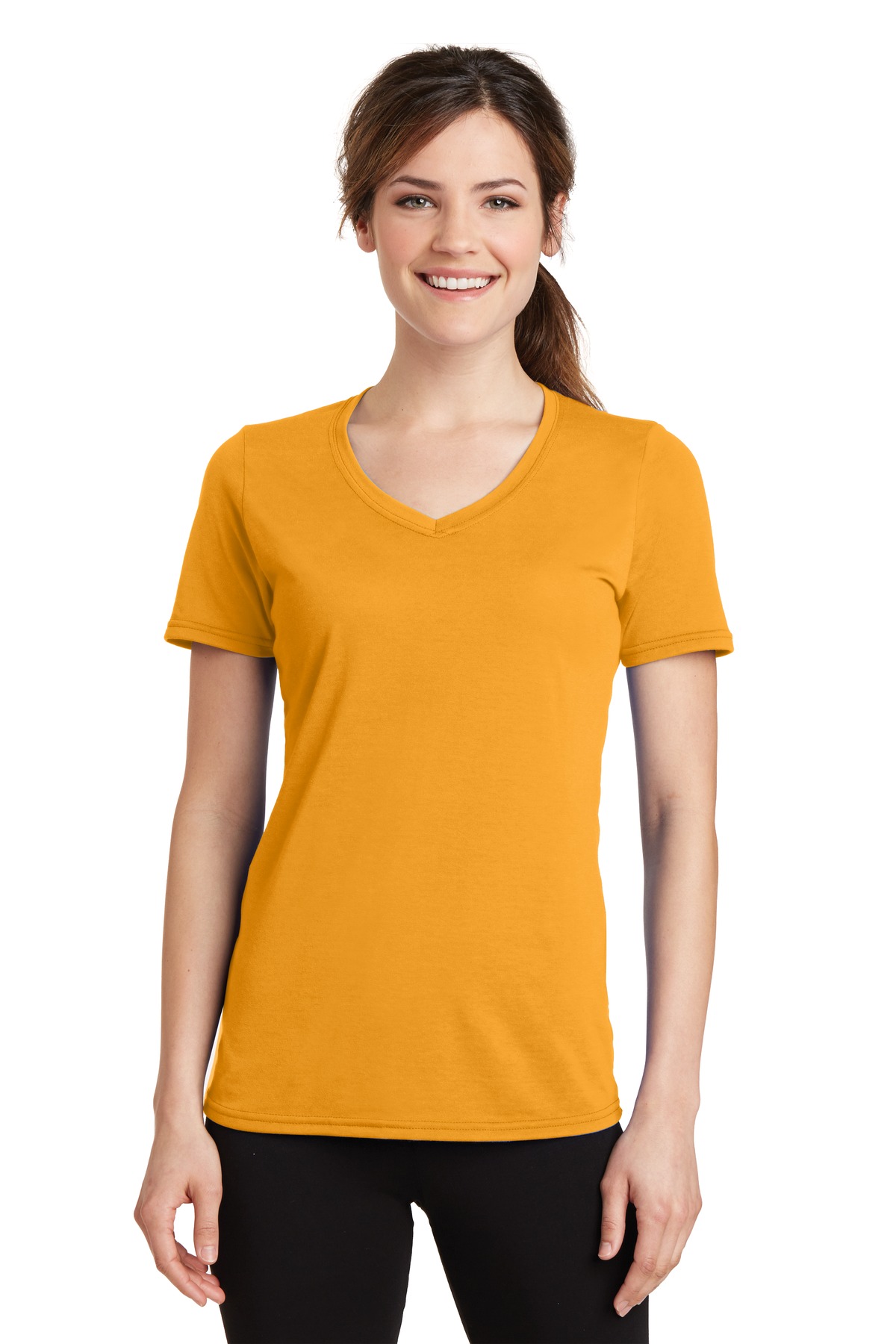 LPC381V Port & Company Ladies Performance Blend V-Neck Tee.