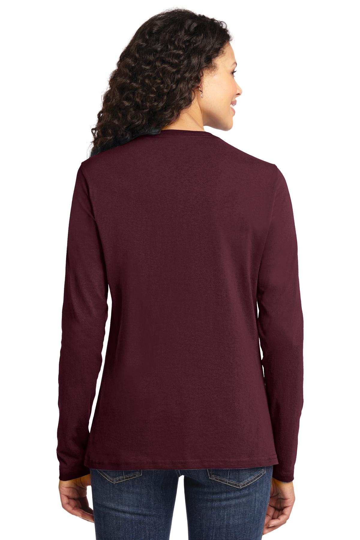 LPC54LS Port & Company Ladies Long Sleeve Core Cotton Tee. - Back Image