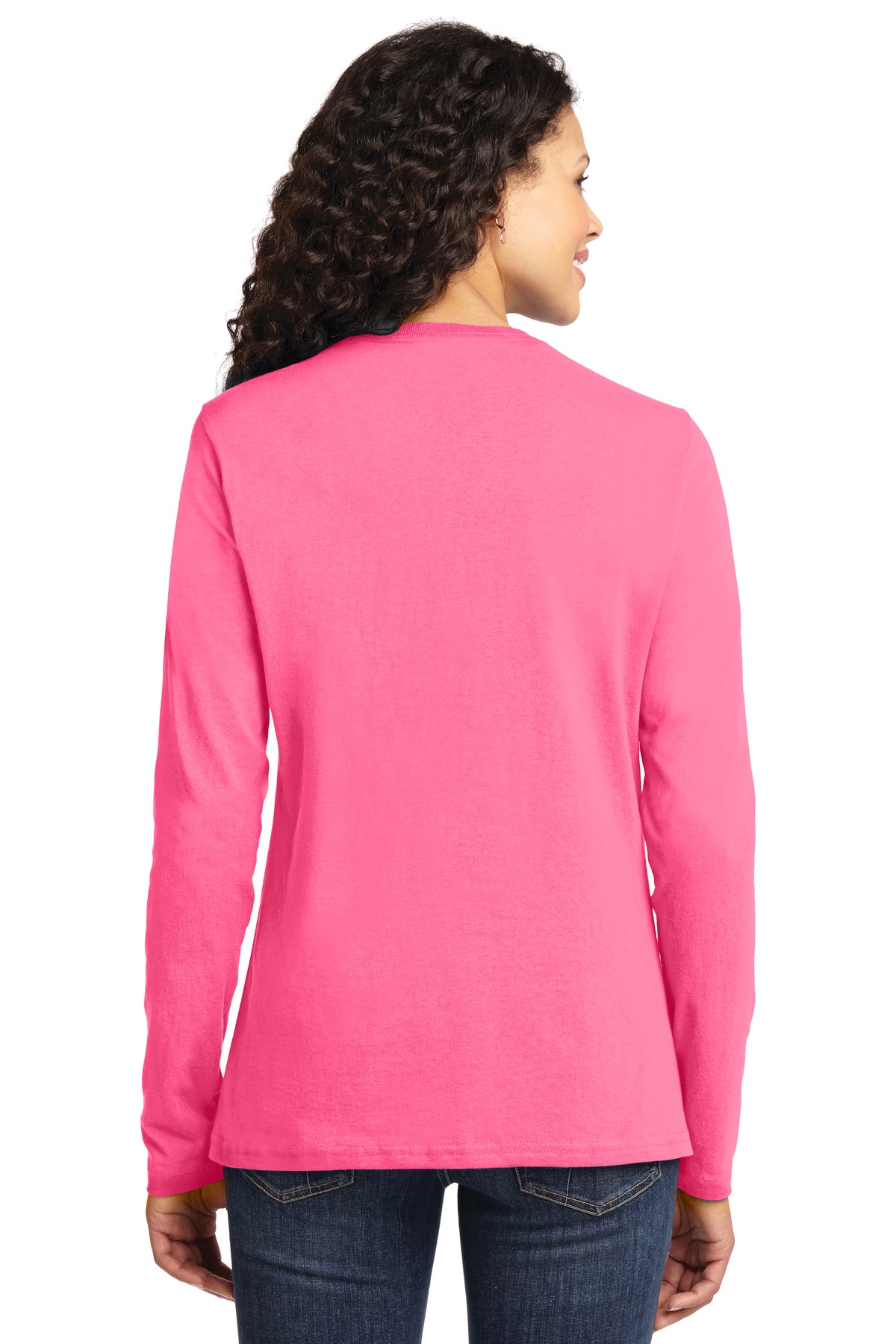 LPC54LS Port & Company Ladies Long Sleeve Core Cotton Tee. - Back Image
