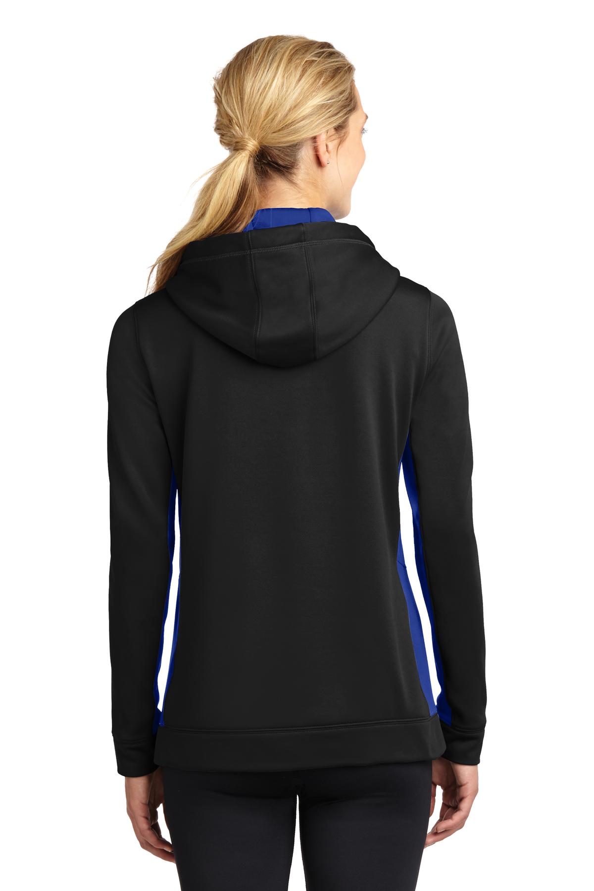 LST235 Sport-Tek Ladies Sport-Wick Fleece Colorblock Hooded Pullover. LST235 Sport-Tek Ladies Sport-Wick Fleece Colorblock Hooded Pullover. - Back Image